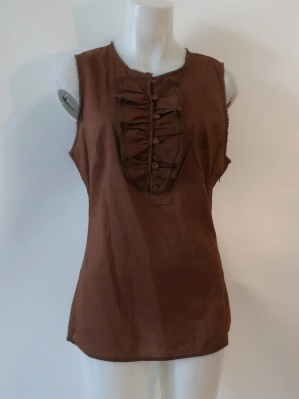 NWT Women Tori Burch Brown (Item- 17) Cotton Sleeveless Rachel Top 12